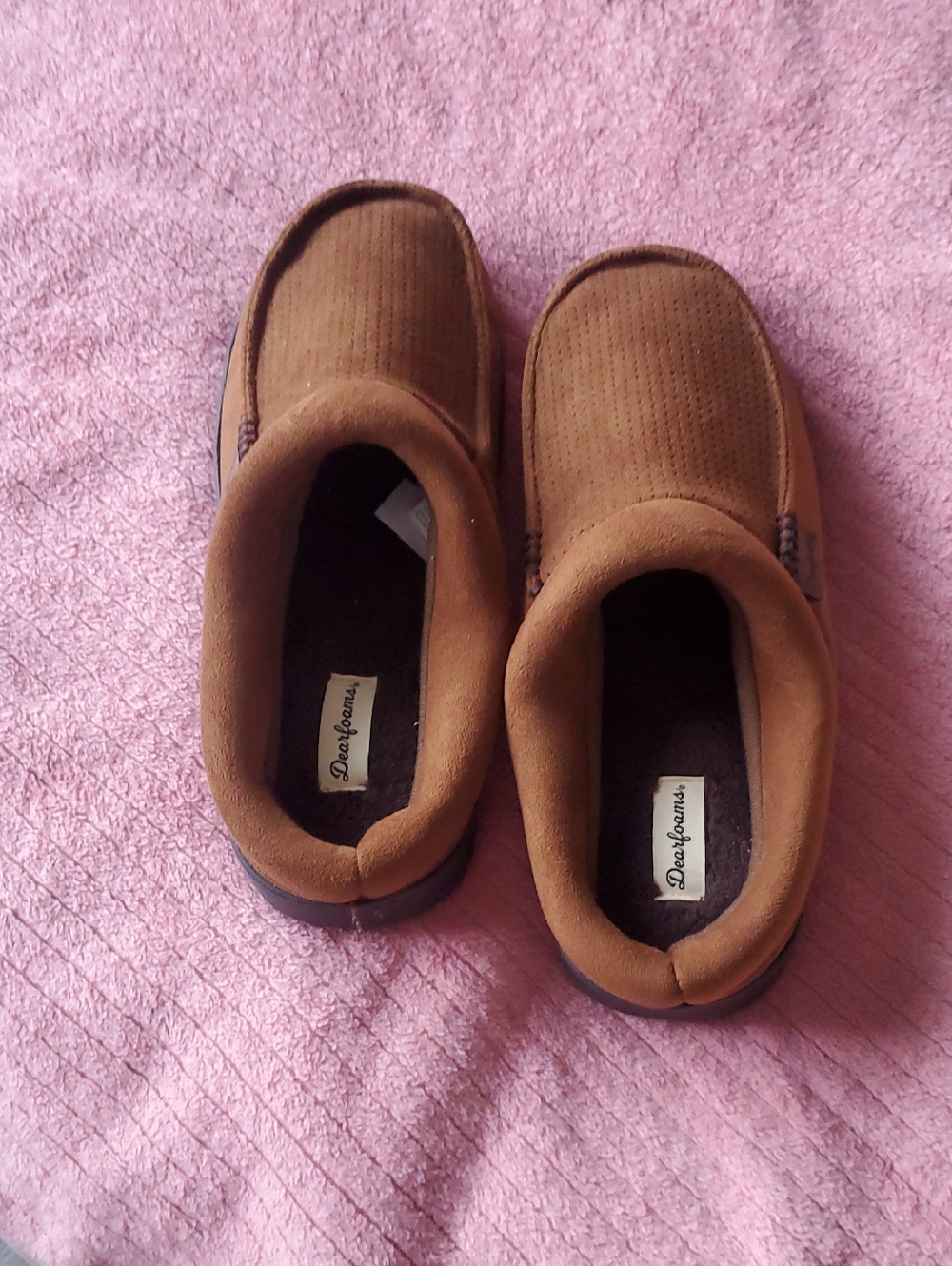 dearfoams Brown Suede Slip-On Lodge Loafers